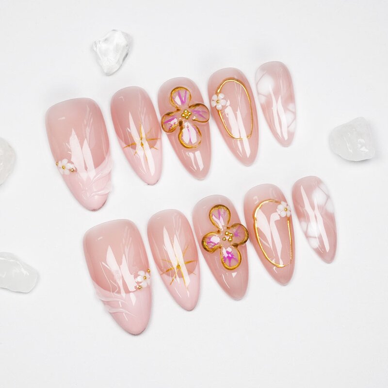 French Nail Art Supplier - Wholesale Customized Almond Handmade Ice-Clear Tips