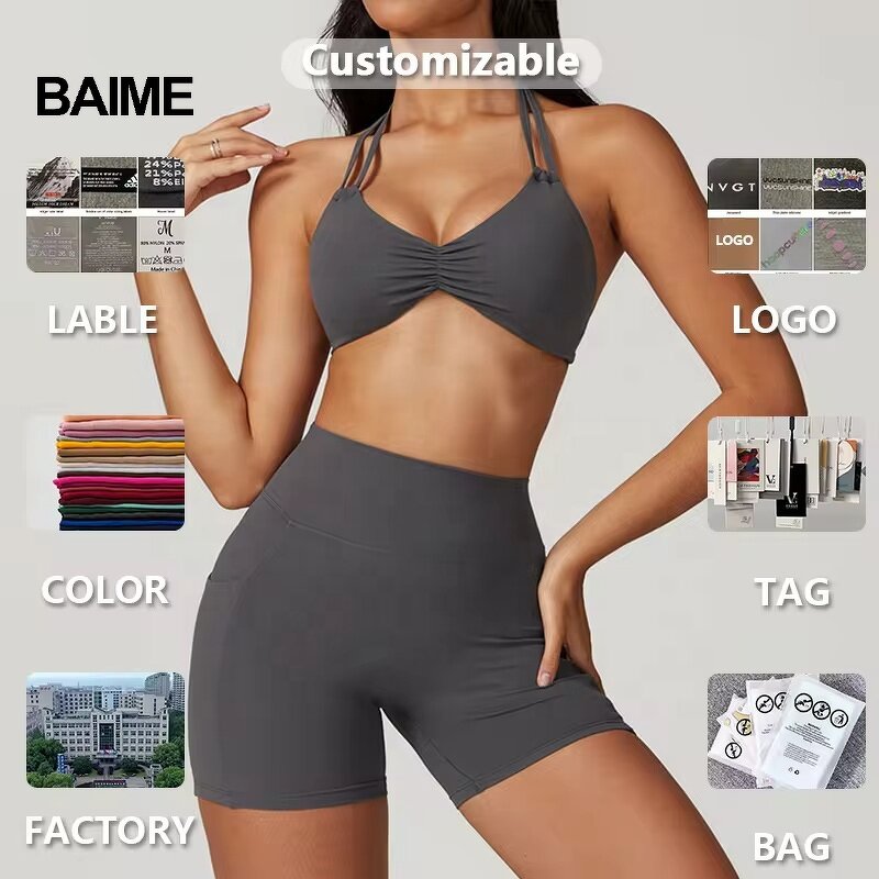 Women Workout Set Factory - 2 Pcs Shorts Bra Seamless Yoga Sets