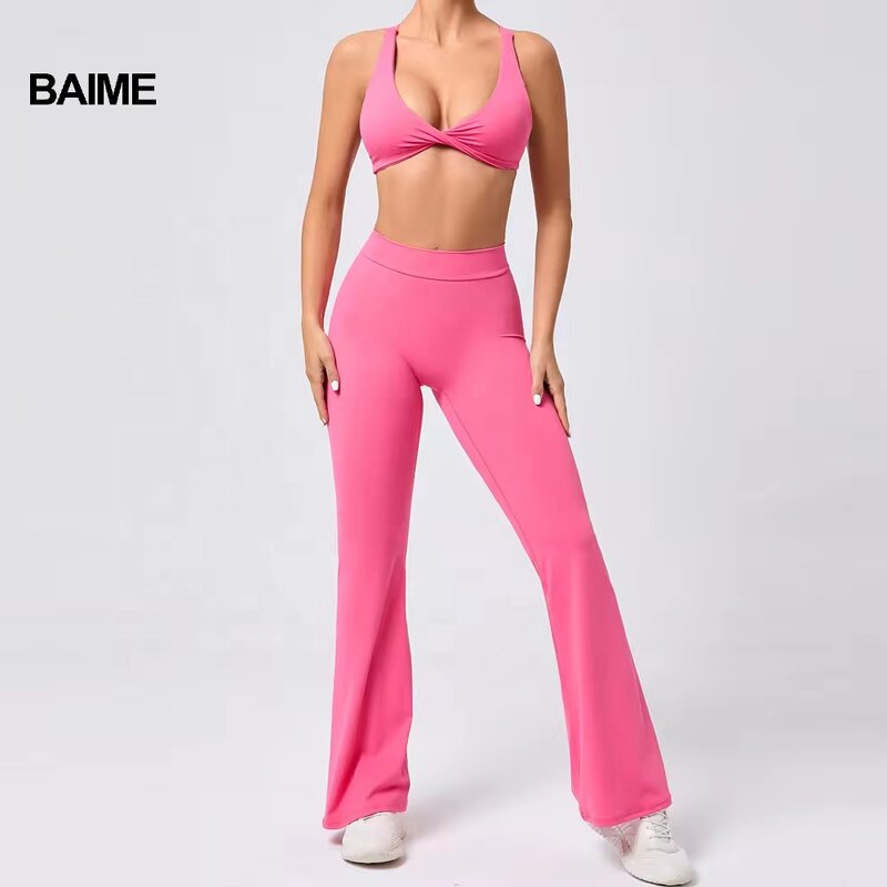 Yoga Sets Factory - New Compression Custom Backless Bra V Waist Pants