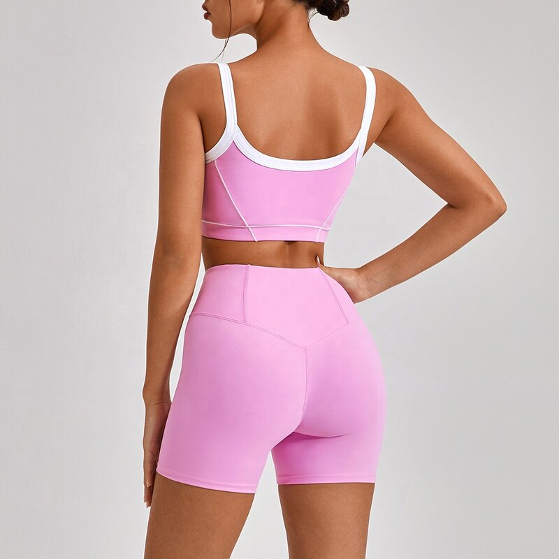 Yoga Set Supplier - 4pcs Recyclable Fabric Comfortable Hot Pink