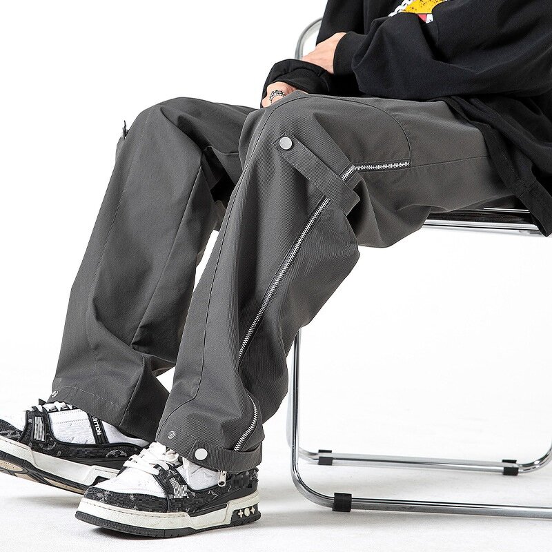 Wide Leg Cargo Pants Factory - Fashion New Loose Zipper American Retro Trousers