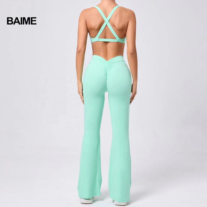 Yoga Sets Factory - New Compression Custom Backless Bra V Waist Pants