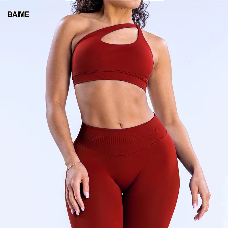 Impact Legging Sets Supplier - Popular Seamless Gym Set Scrunch Butt One Shoulder