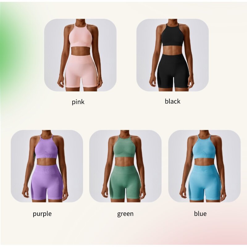 Women Gym Clothes Manufacturer - Wholesale Sports Sets Seamless Fitness Bra Shorts