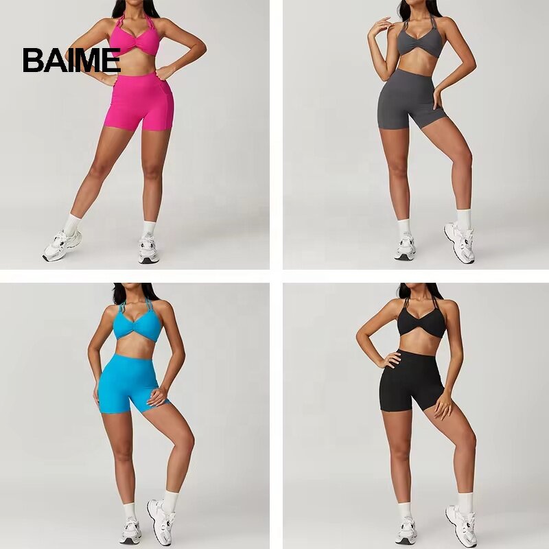 Women Workout Set Factory - 2 Pcs Shorts Bra Seamless Yoga Sets