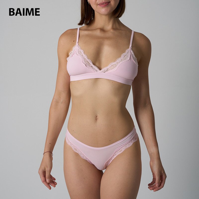 Women Lingerie Set Supplier - Wholesale Sexy Lace Bra Panty Set Deep V Shape
