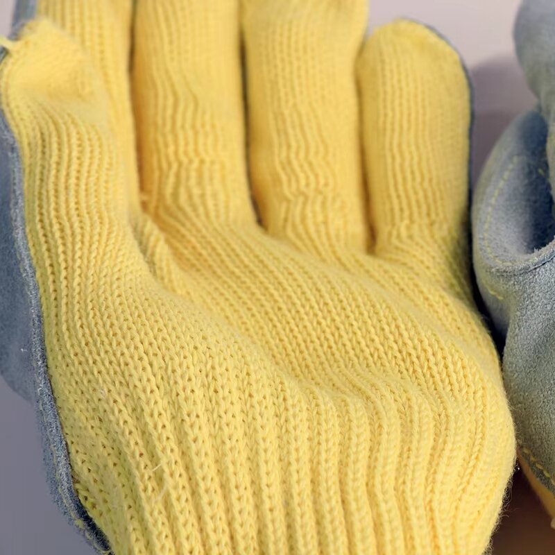 Leather Safety Gloves - 7 Gauge Flame-Retardant Heat Resistant Anti-Cut Abrasion