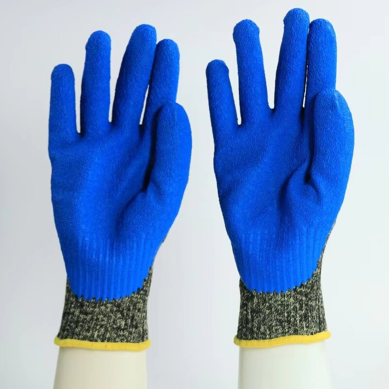 Industrial Safety Gloves - Polyester Glassfiber Steel Wire Aramid Latex Anti-Cut