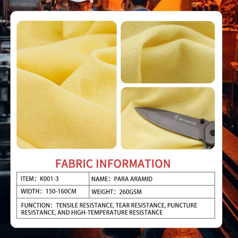 Para Aramid Cut Resistant Fabric - Heat Flame Resistant for Gloves Workwear
