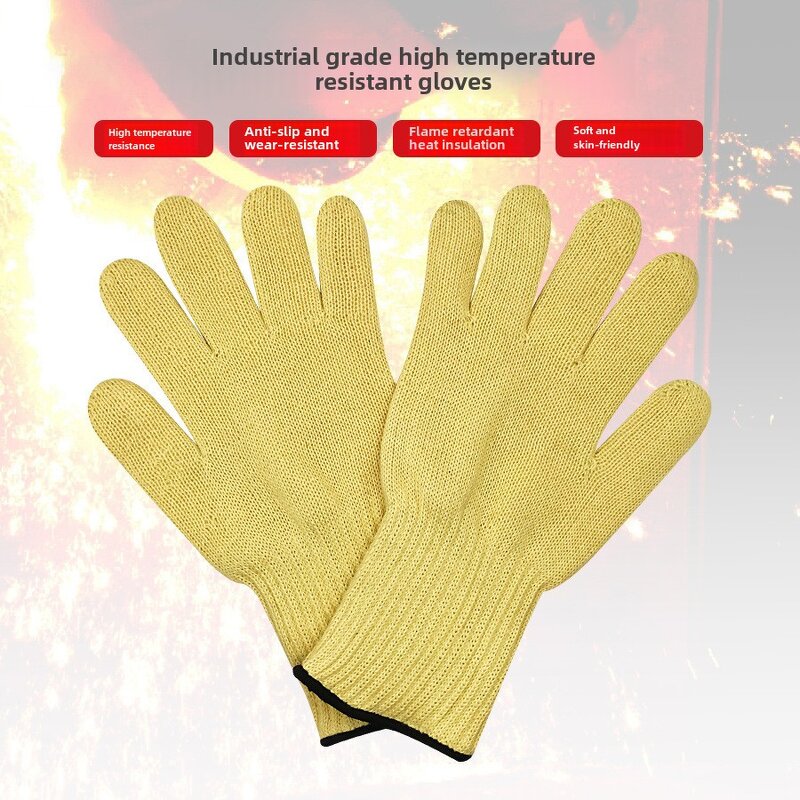 Work Safety Gloves - Aramid Yellow XL with Cotton Liner Cut-Resistant Fireproof