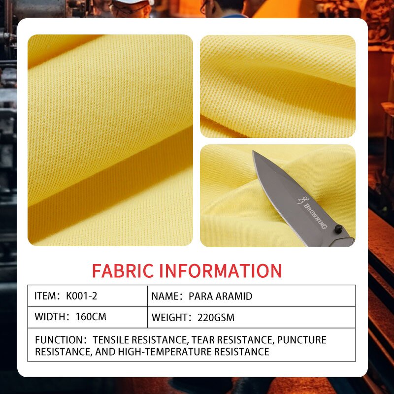 Fire-Resistant Fabric - 100% Para-Aramid Heat Proof Cut Resistant for Protective Gear