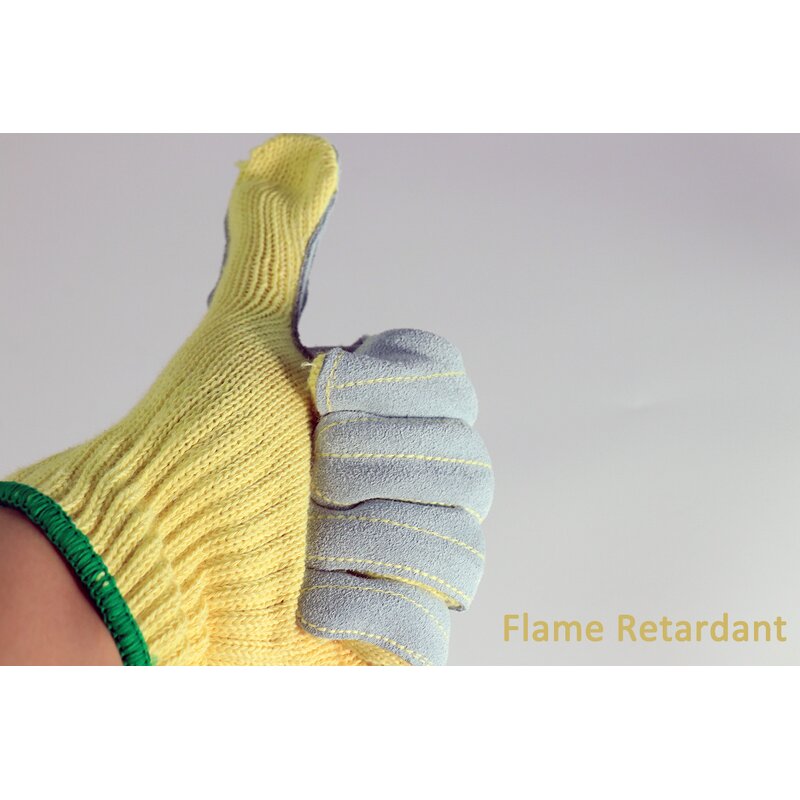 Leather Safety Gloves - 7 Gauge Flame-Retardant Heat Resistant Anti-Cut Abrasion