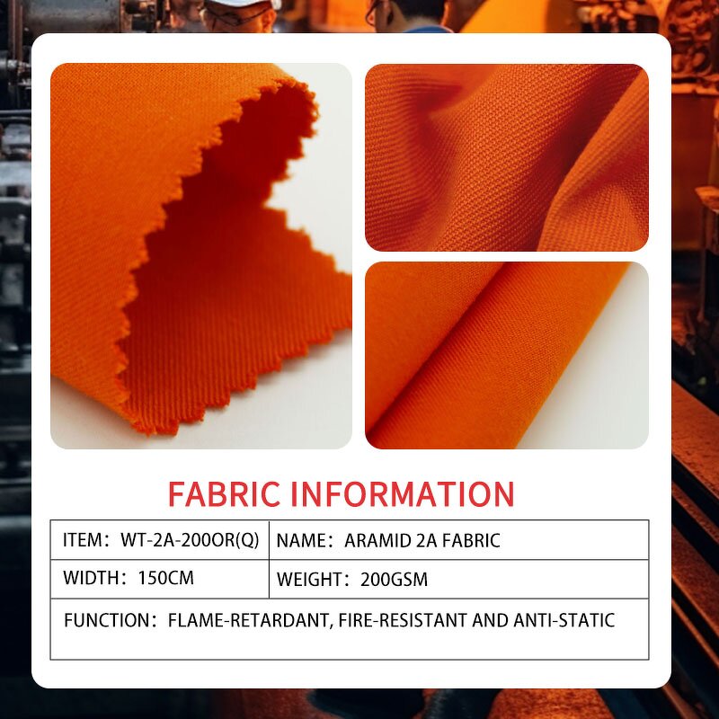 Flame Retardant Twill Fabric - Orange Meta Aramid with Conductive Fiber for Uniforms