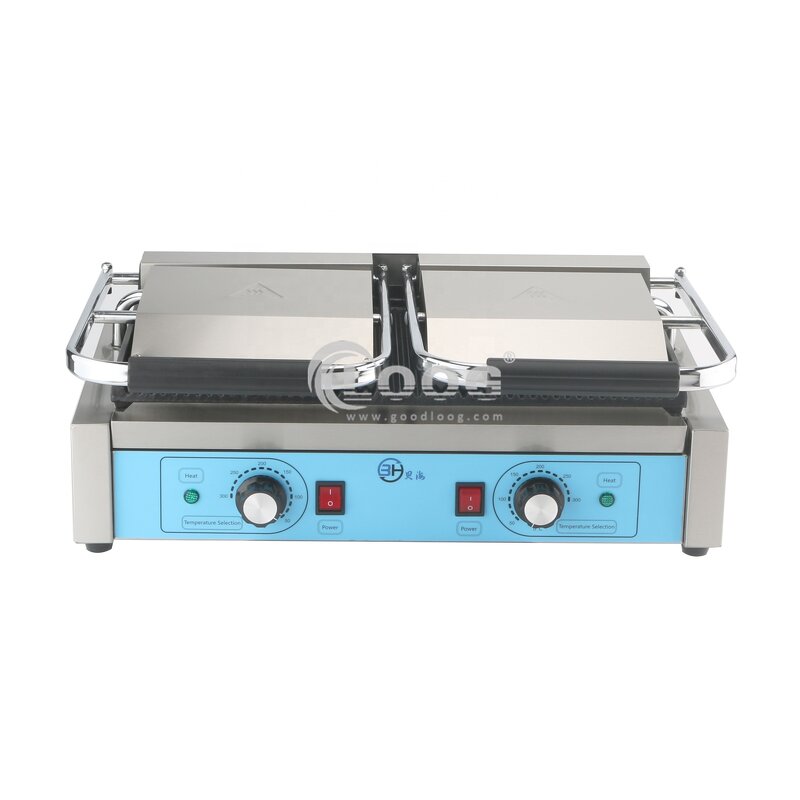 Contact Grill - Stainless Steel Factory Price Grooved Electric Panini Press Double