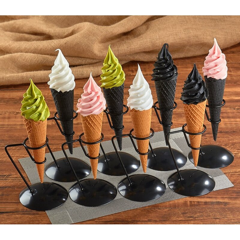 Ice Cream Model - Artificial Food Simulation Dummy Cones Crispy Holder with Rack