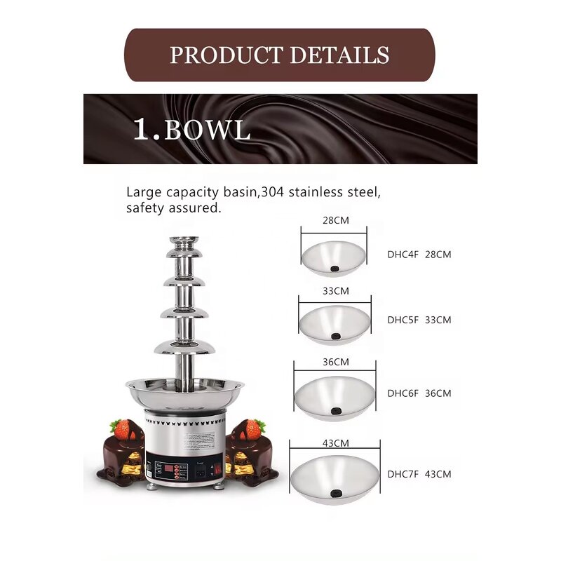 Chocolate Fountain Machine - Commercial Hotel Equipment Electric Fondue High Quality