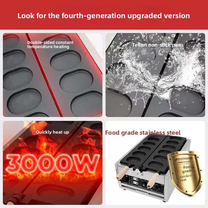 Waffle Maker Manufacturer - Commercial Ellipse Shaped 6 in 1 Korean Egg Bread