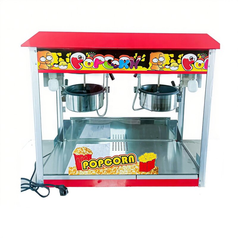 Popcorn Machine Manufacturer - 220V Electric Double Pot Commercial Automatic Snack