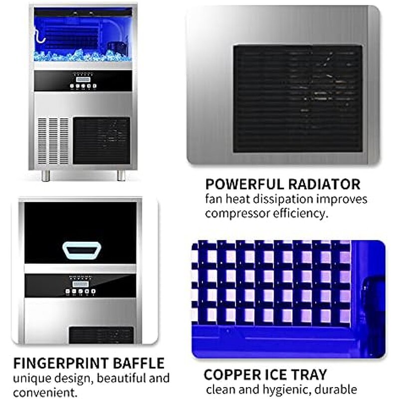 Ice Maker Machine Manufacturer - Commercial Cube 80kg/24H with LED Screen