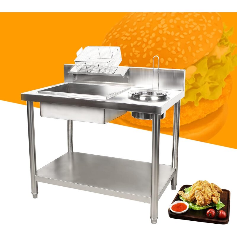 Breading Table Manufacturer - Commercial Kitchen Fried Food Prep with Baskets