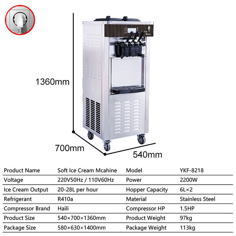Soft Ice Cream Machine Manufacturer - Stainless Steel Commercial 3 Flavor Table Top
