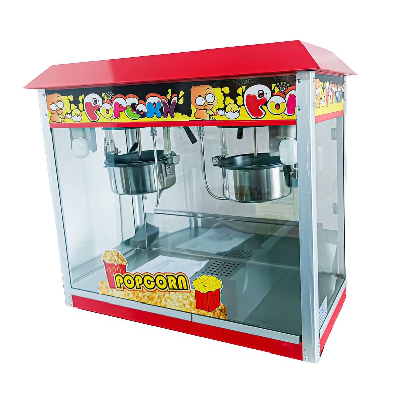 Popcorn Machine Manufacturer - 220V Electric Double Pot Commercial Automatic Snack