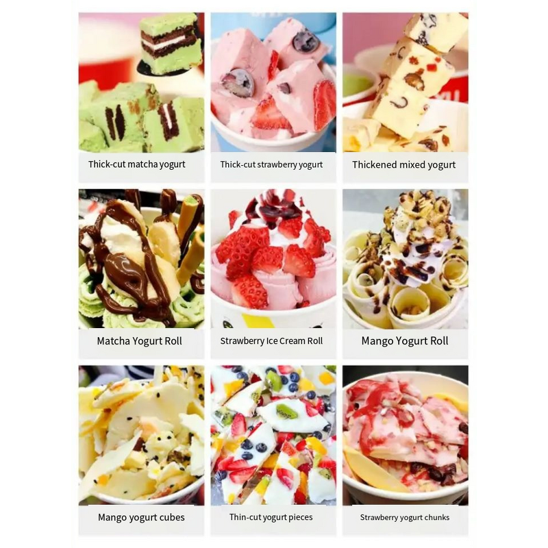 Ice Cream Roll Machine Manufacturer - 50L/H Double Square Pan Fry with 5 Barrels