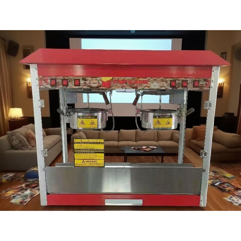 Popcorn Machine Manufacturer - 220V Electric Double Pot Commercial Automatic Snack