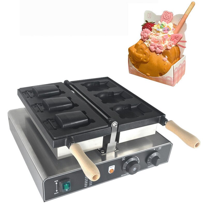 Waffle Maker Manufacturer - Commercial Three Cat Shape Taiyaki 110/220V Portable