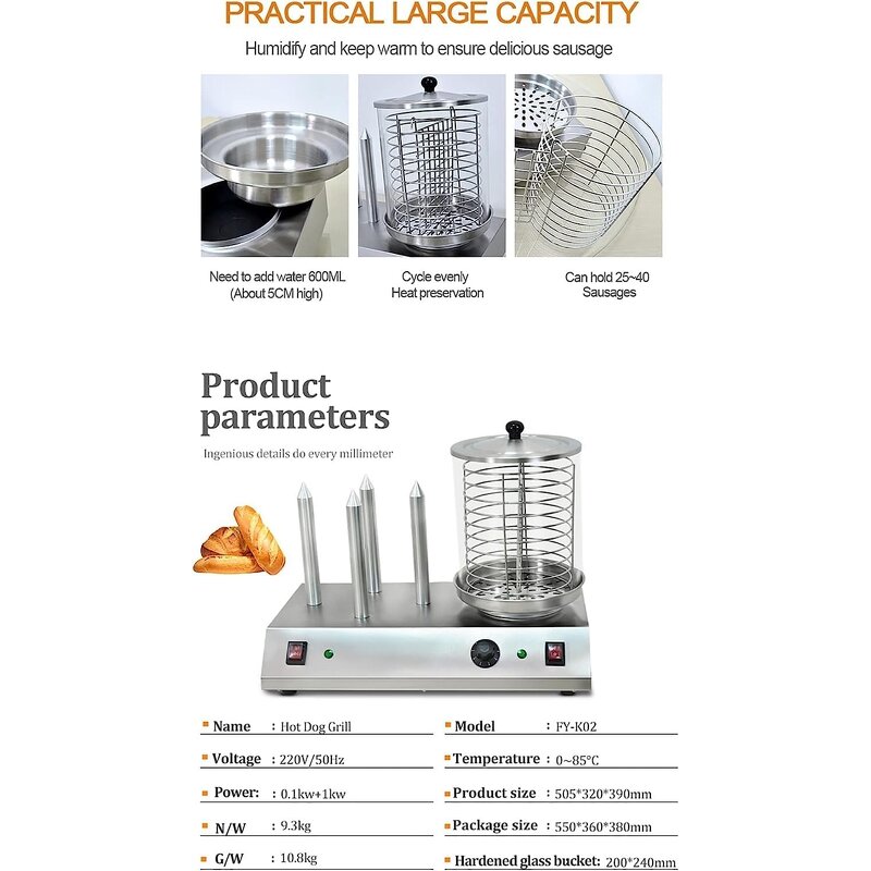 Hotdog Roller Grill Manufacturer - Commercial Electronic Sausage Machine for Breakfast