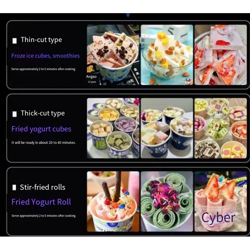 Ice Cream Roll Machine Manufacturer - 50L/H Double Square Pan Fry with 5 Barrels