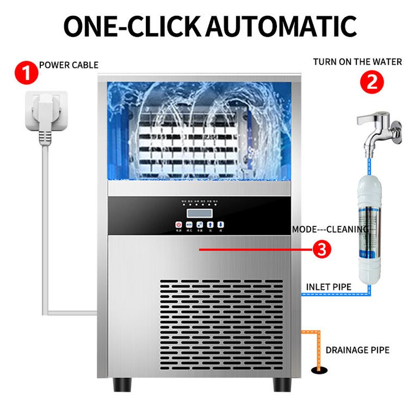 Ice Maker Machine Manufacturer - Commercial Cube 80kg/24H with LED Screen