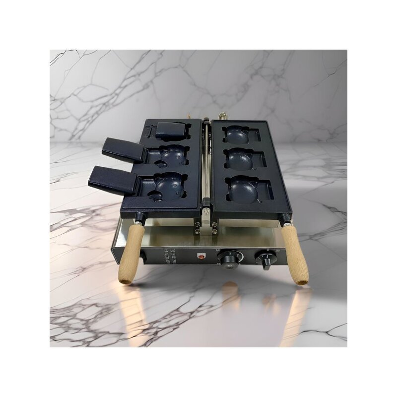Waffle Maker Manufacturer - Commercial Three Cat Shape Taiyaki 110/220V Portable