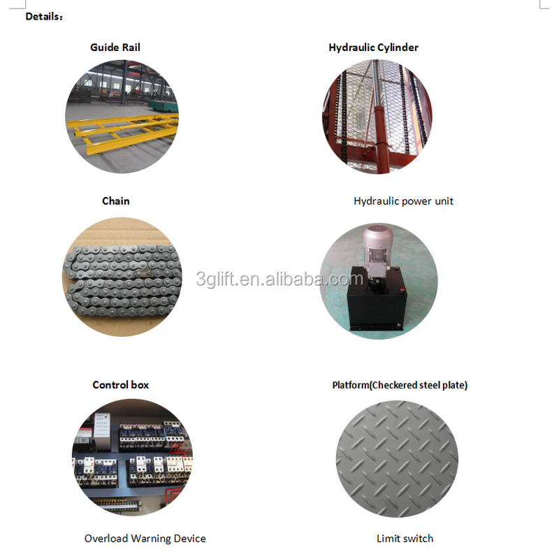 Portable Hydraulic Cargo Lift - Vertical Guide Rail Warehouse Manufacturer