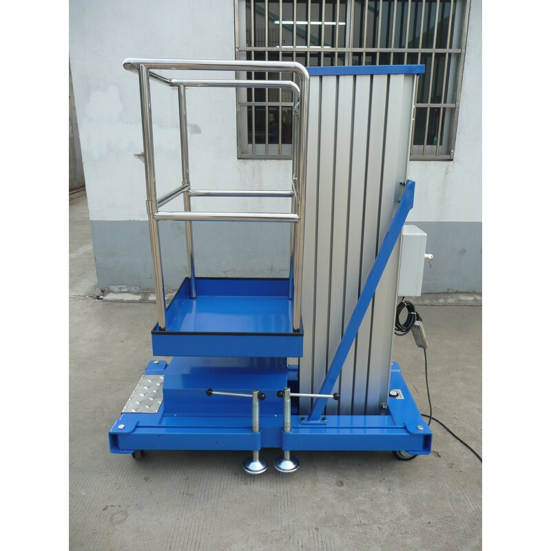 Hydraulic Aluminum Man Lift Table - 10 m Single Mast Vertical with Outrigger