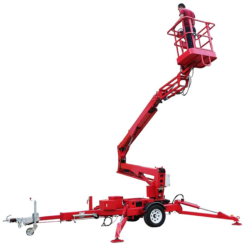 Towable Boom Lifter Manufacturer - Remote Control 10m Telescopic Arm 360 Rotation 200kg Cherry Picker