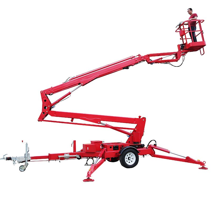 Towable Boom Lifter Manufacturer - Remote Control 10m Telescopic Arm 360 Rotation 200kg Cherry Picker