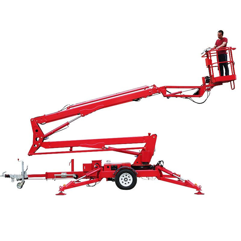 Towable Boom Lifter Manufacturer - Remote Control 10m Telescopic Arm 360 Rotation 200kg Cherry Picker