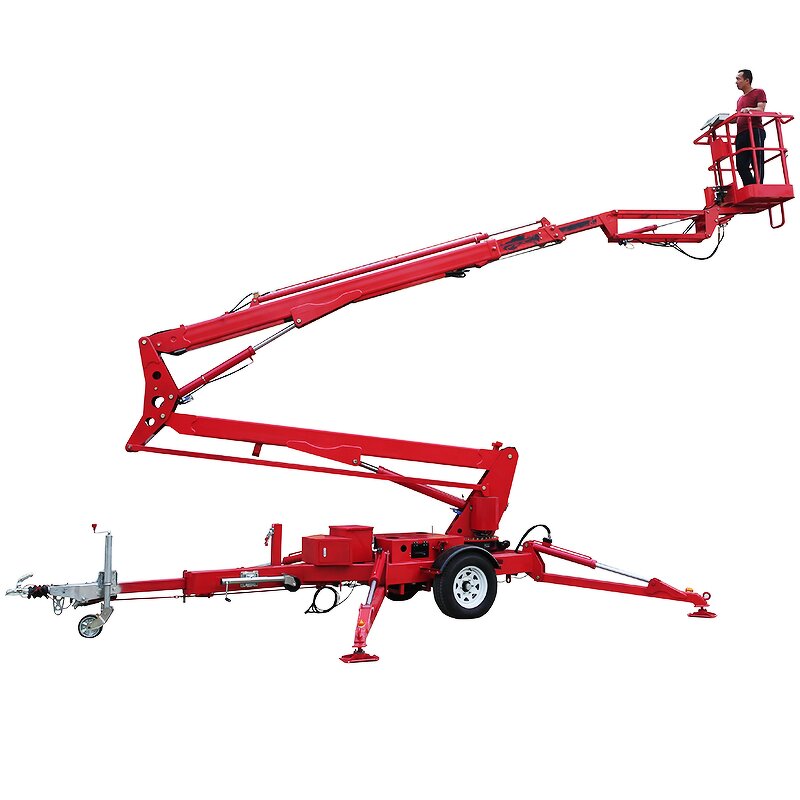Towable Boom Lifter Manufacturer - AC Electric 200kg 10m Telescopic Arm 360 Degree Rotation