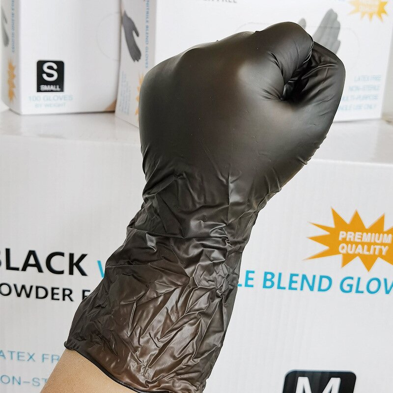 Nitrile Gloves Manufacturer - Wholesale Black Powder-Free 4 Mil Thick CE Certified Anti-Slip for Household Use