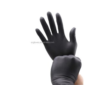 Nitrile Work Gloves Manufacturer - 100 Pcs Black Industrial Safety Disposable Elastic Powder Free for Household & Industrial