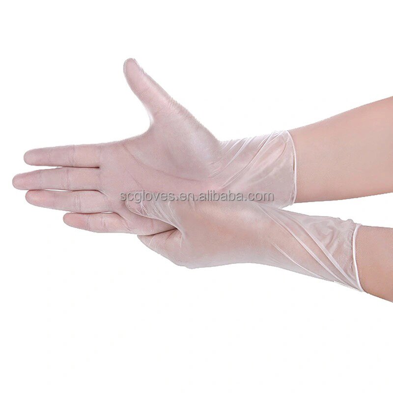 PVC Protective Gloves Manufacturer - Professional Disposable Medium Thickness Eco-Friendly Synthetic Household Oil-Proof Food Safe White Blue