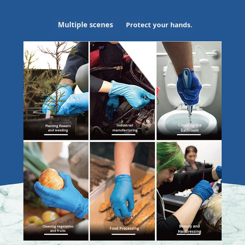 Nitrile Gloves Manufacturer - Disposable 4 Mil 24CM Tear-Resistant Moisture-Wicking Powder-Free Chemical Resistant