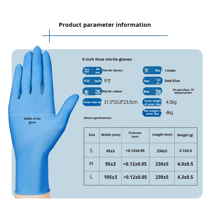 Nitrile Gloves Manufacturer - Disposable 4 Mil 24CM Tear-Resistant Moisture-Wicking Powder-Free Chemical Resistant