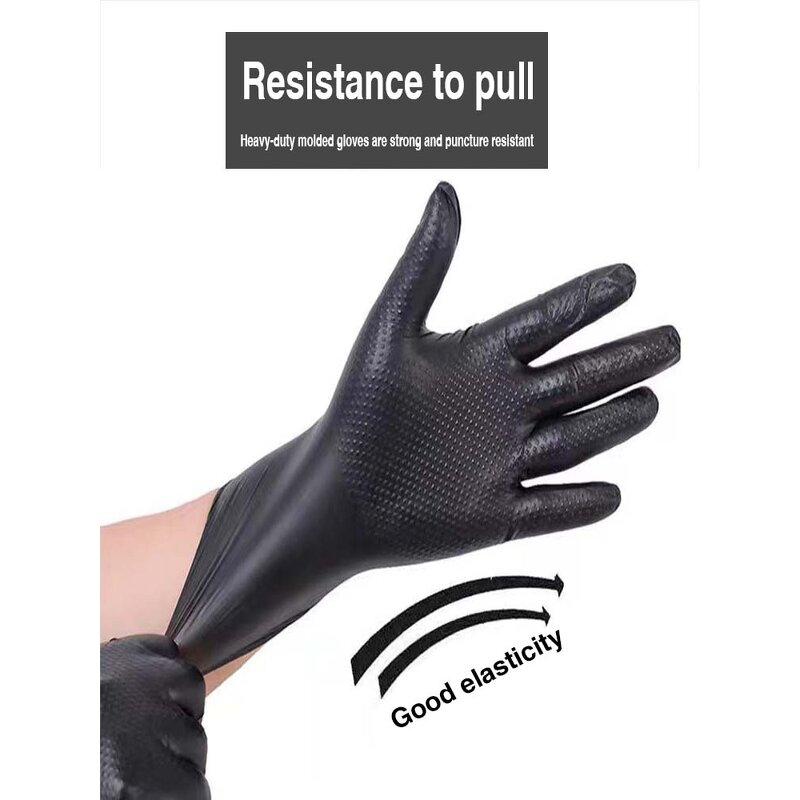 Nitrile Gloves Manufacturer - Factory Direct Selling Micro Flex Black Orange Diamond Texture Powder Free 24cm Anti-Static Anti-Vibration