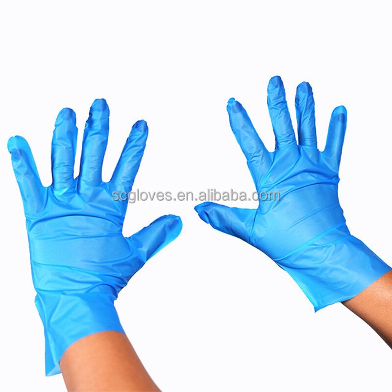TPE Plastic Gloves Manufacturer - Transparent Blue Pet 100 Piece Box Anti-impact Anti-Static Anti-Slip Home Clean PE