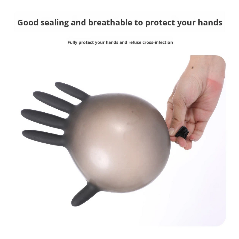 Nitrile Rubber Gloves Manufacturer - Disposable Black Composite High Elastic Thickened Food Grade Household Protective