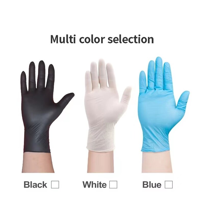 Safety Gloves Manufacturer - Factory Wholesale Waterproof Disposable Powderless Nitrile Inspection in Black Sizes S M L XL
