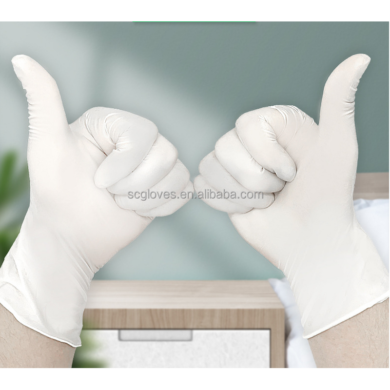Latex Gloves Manufacturer - 2023 Free Sample Stock Manufacturer Powder Free White 100/Box Anti-Cut for Food Kitchen Home