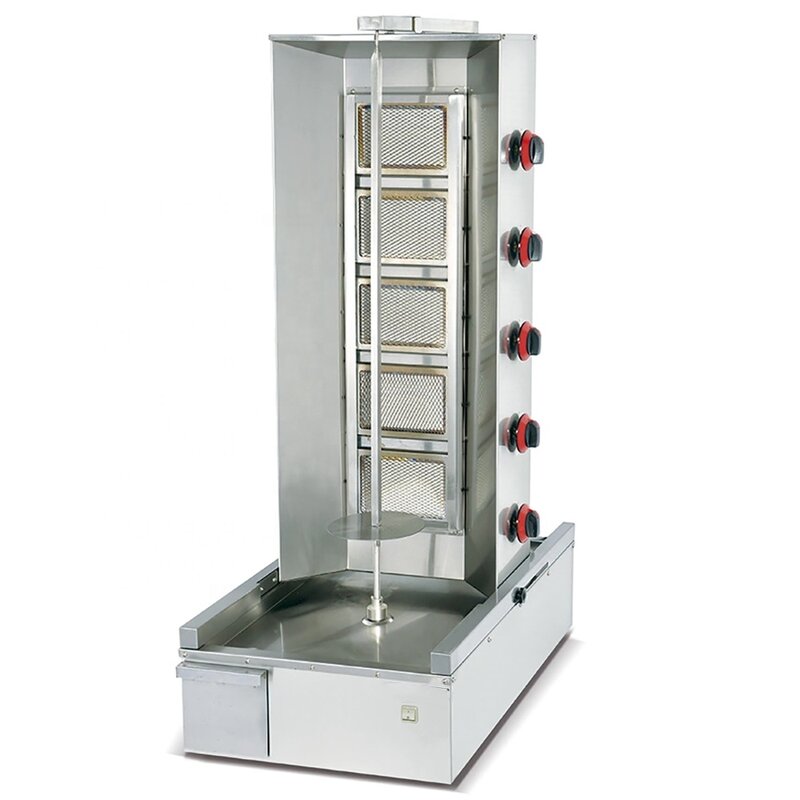 Gas Kebab Machine - 5 Burner Commercial Shawarma BBQ Grill for Sale